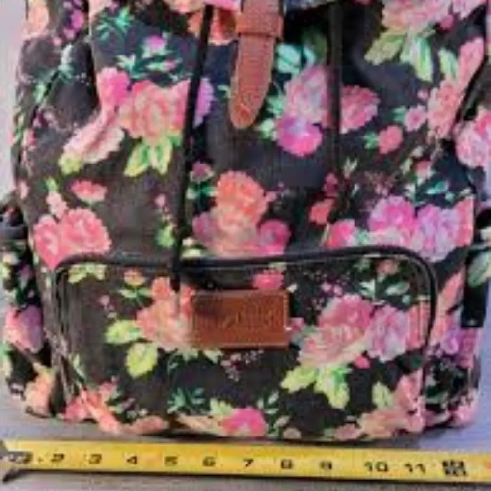 Victoria’s Secret vs pink neon floral campus slouch backpack everyday vintage